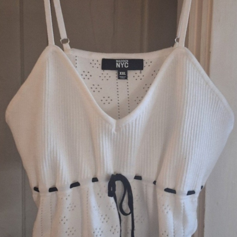 White Eyelet Top with Black Accents